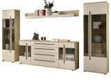 Wohnwand Design-D in Kaschmir und Eiche Wohnkombination Set 4-teilig 340 cm, mit Soft-Close