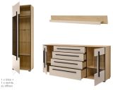 Wohnwand Design-D in Kaschmir und Eiche Wohnkombination Set 4-teilig 340 cm, mit Soft-Close