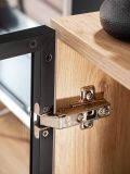 Wohnwand Lines in Hickory Eiche und schwarz Schrankwand 4-teilig mit LED und Push-to-Open, 340 x 192 cm
