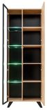Wohnwand Lines in Hickory Eiche und schwarz Schrankwand 4-teilig mit LED und Push-to-Open, 340 x 192 cm