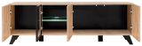 TV-Lowboard Lines in Hickory Eiche und schwarz TV-M�bel mit LED und Push-to-Open, 160 x 52 cm
