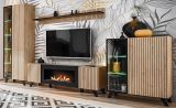 Wandboard Lines in Hickory Eiche und schwarz Wandregal mit Streifenoptik 160 cm