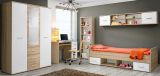 Kinderbett / Jugendbett Superior in wei� und Sonoma Eiche Bett inkl. Lattenrost 96 x 204 cm