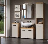 Badezimmer Kommode Celeste in Kaschmir und Evoke Eiche Badschrank 36 x 81 cm