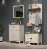 Flurkommode Cozy in Kaschmir und Stein Eiche Landhaus Schuhschrank 70 x 98 cm, Soft-Close