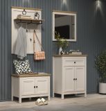 Garderobe Set 4-teilig Cozy in Kaschmir und Stein Eiche Landhaus Garderobenkombination 160 cm, Soft-Close