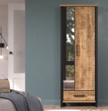 Garderobenschrank Loom in Mango und schwarz Garderobe mit Spiegel 73 x 195 cm