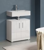 Waschbeckenunterschrank Bianco in wei� Hochglanz,  Badschrank 60 x 58 cm