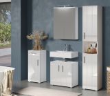 Badezimmer Kommode Bianco in wei� Hochglanz Badschrank 37 x 83 cm