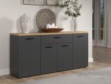 Sideboard Groove in Grau mit Evoke Eiche, 4-t�rige Kommode 180 x 85 cm