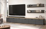 Wandboard Groove in grau und Evoke Eiche Wandregal 150 x 25 cm
