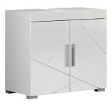 Waschbeckenunterschrank Adamo in wei� Hochglanz, Badschrank 2-t�rig 60 x 56 cm