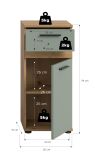 Badezimmer Kommode Bailey in Salbei und Artisan Eiche Badschrank 35 x 79 cm