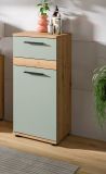 Badezimmer Kommode Bailey in Salbei und Artisan Eiche Badschrank 35 x 79 cm