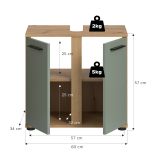 Waschbeckenunterschrank Bailey in Salbei und Artisan Eiche Badezimmer Unterschrank 60 cm