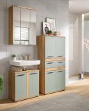 Waschbeckenunterschrank Bailey in Salbei und Artisan Eiche Badezimmer Unterschrank 60 cm