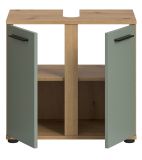 Waschbeckenunterschrank Bailey in Salbei und Artisan Eiche Badezimmer Unterschrank 60 cm