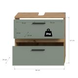 Waschbeckenunterschrank Bailey in Salbei und Artisan Eiche Badezimmer Unterschrank 60 cm