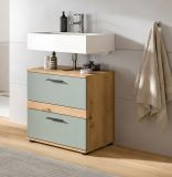 Waschbeckenunterschrank Bailey in Salbei und Artisan Eiche Badezimmer Unterschrank 60 cm
