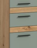 Badezimmer Midischrank Bailey in Salbei und Artisan Eiche Badschrank 35 x 137 cm