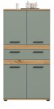 Badezimmer Midischrank Bailey in Salbei und Artisan Eiche Badschrank 70 x 135 cm