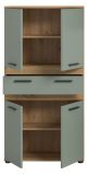 Badezimmer Midischrank Bailey in Salbei und Artisan Eiche Badschrank 70 x 135 cm