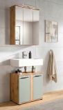 Badezimmer Spiegelschrank Bailey in Artisan Eiche Badschrank 3-t�rig inkl. LED 60 cm