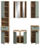 Badm�bel Set 5-teilig Bailey in Salbei und Artisan Eiche Badkombination 164 x 191 cm