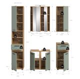 Badm�bel Set 6-teilig Bailey in Salbei und Artisan Eiche Badkombination inkl. LED 164 x 191 cm