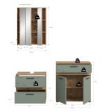 Badm�bel Set 3-teilig Bailey in Salbei und Artisan Eiche Badkombination 147 x 191 cm