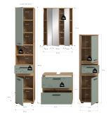 Badm�bel Set 4-teilig Bailey in Salbei und Artisan Eiche, Badkombination 164 x 191 cm