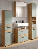 Badm�bel Set 4-teilig Bailey in Salbei und Artisan Eiche, Badkombination 164 x 191 cm