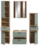 Badm�bel Set 4-teilig Bailey in Salbei und Artisan Eiche, Badkombination 164 x 191 cm