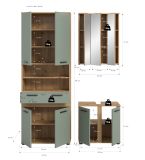 Badm�bel Set 3-teilig Bailey in Salbei und Artisan Eiche Badkombination 145 x 191 cm