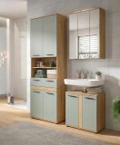 Badm�bel Set 3-teilig Bailey in Salbei und Artisan Eiche Badkombination 145 x 191 cm