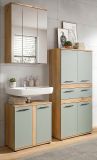 Badm�bel Set 3-teilig Bailey in Salbei und Artisan Eiche Badkombination 145 x 191 cm