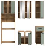 Badm�bel Set 5-teilig Bailey in Salbei und Artisan Eiche Badkombination 192 x 191 cm
