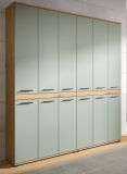 Badezimmer Hochschrank Set Bailey in Salbei und Artisan Eiche 2x Mehrzweckschrank 180 x 191 cm