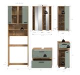 Badm�bel Set 6-teilig Bailey in Salbei und Artisan Eiche Badkombination inkl. LED 192 x 191 cm