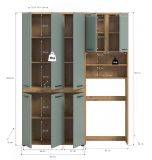 Badezimmer Hochschrank Set Bailey in Salbei und Artisan Eiche Badschrank 153 x 191 cm