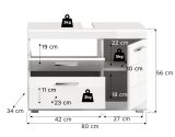 Waschbeckenunterschrank Shawn in Wei� Hochglanz, Badeschrank Breite 80 cm mit Vollauszug