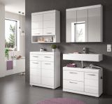 Waschbeckenunterschrank Shawn in Wei� Hochglanz, Badeschrank Breite 80 cm mit Vollauszug