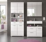 Waschbeckenunterschrank Shawn in Wei� Hochglanz, Badeschrank Breite 80 cm mit Vollauszug