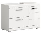 Waschbeckenunterschrank Shawn in Wei� Hochglanz, Badeschrank Breite 80 cm mit Vollauszug