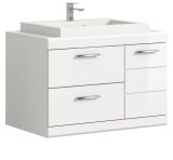 Waschtisch Set Shawn in wei� Hochglanz Waschbeckenunterschrank MIT Waschbecken 80 cm