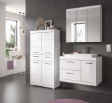 Badm�bel Set 3-teilig Shawn in wei� Hochglanz Badkombination mit Waschbecken 80 x 191 cm