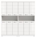 Badezimmer Hochschrank Set Shawn in wei� Hochglanz 2x Mehrzweckschrank 180 x 191 cm