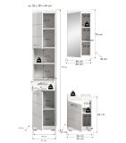 Badm�bel Set 3-teilig Shawn in wei� Hochglanz Badkombination 92 x 200 cm