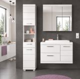 Badm�bel Set 4-teilig Shawn in wei� Hochglanz Badkombination mit Waschbecken 132 x 191 cm