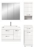Badm�bel Set 5-teilig Shawn in wei� Hochglanz Badkombination mit Waschbecken 132 x 191 cm